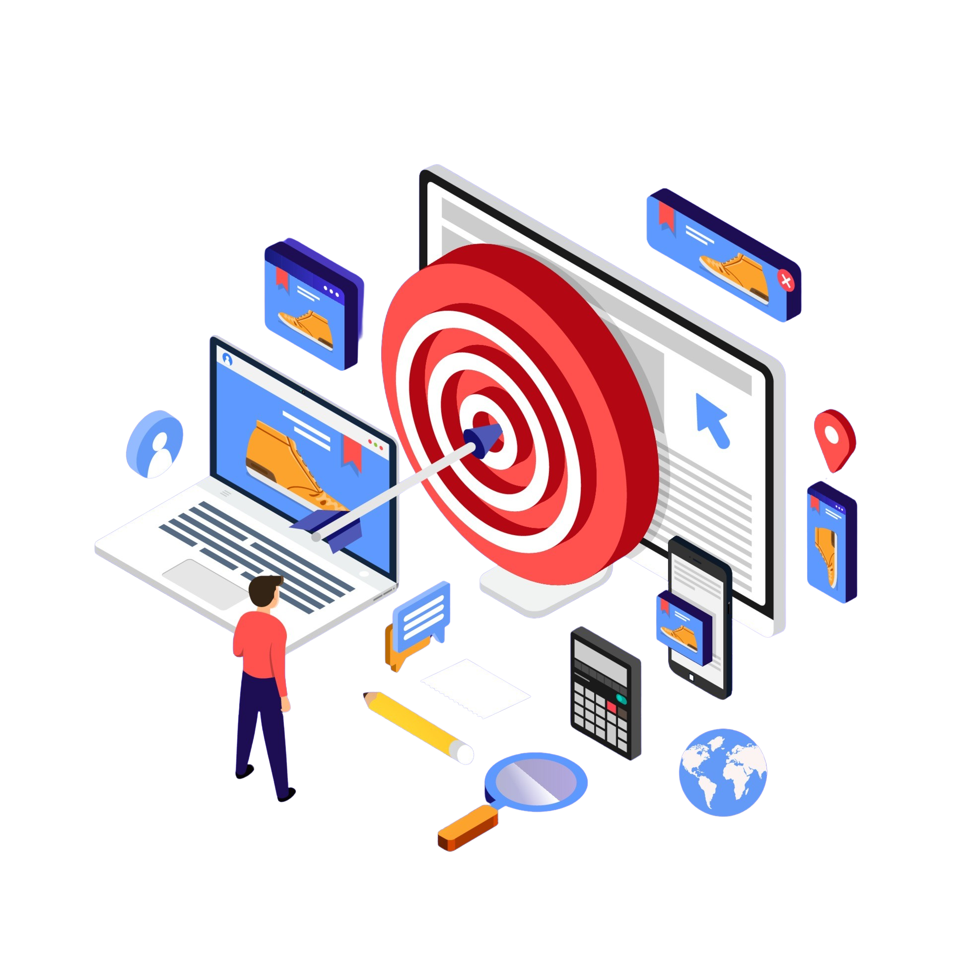 Vector image of digital marketing growth chart